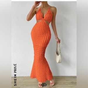 Unity Cut Out Backless Halter Neck Mermaid Hem Dress